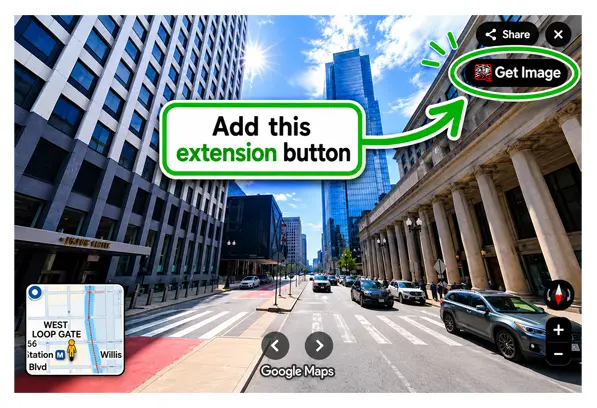Get Image extension button on Google Maps