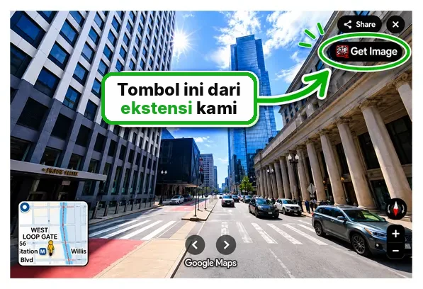 Tombol Get Image dari ekstensi di Google Maps